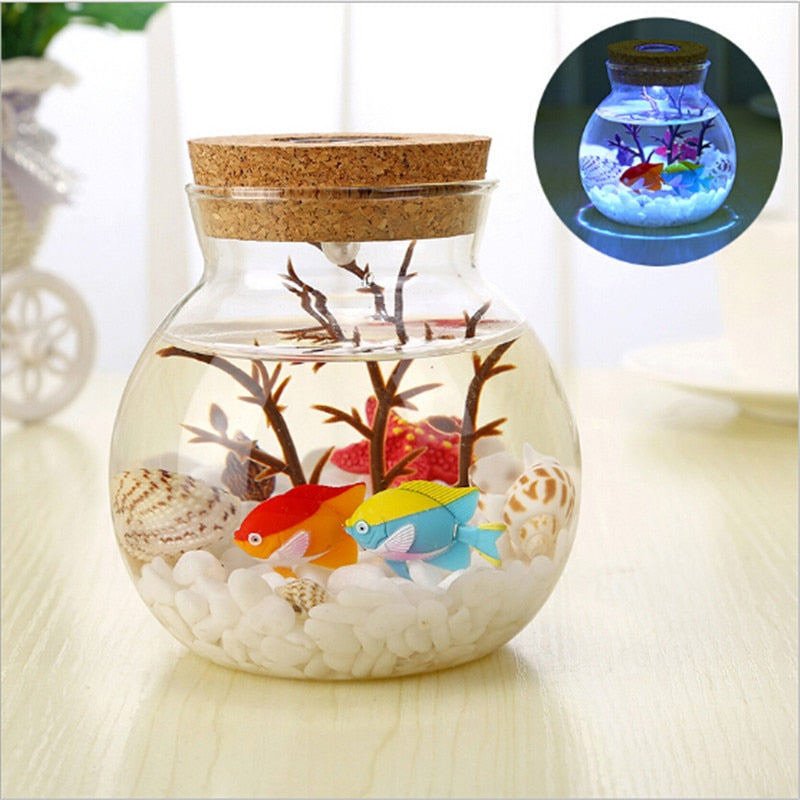 Novelty RGB LED Night Lamp Romantic Sea Fish Stone Ocean Bottle Night Lights For Children Baby Christmas Gift Bedroom Decoration