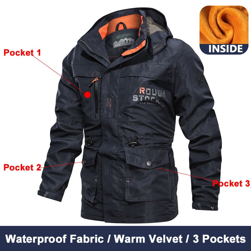 Spring Men Military Tactical Jackets Multi-Pockets Waterproof Casual Windbreaker Mens Coat Outdoor Hooded