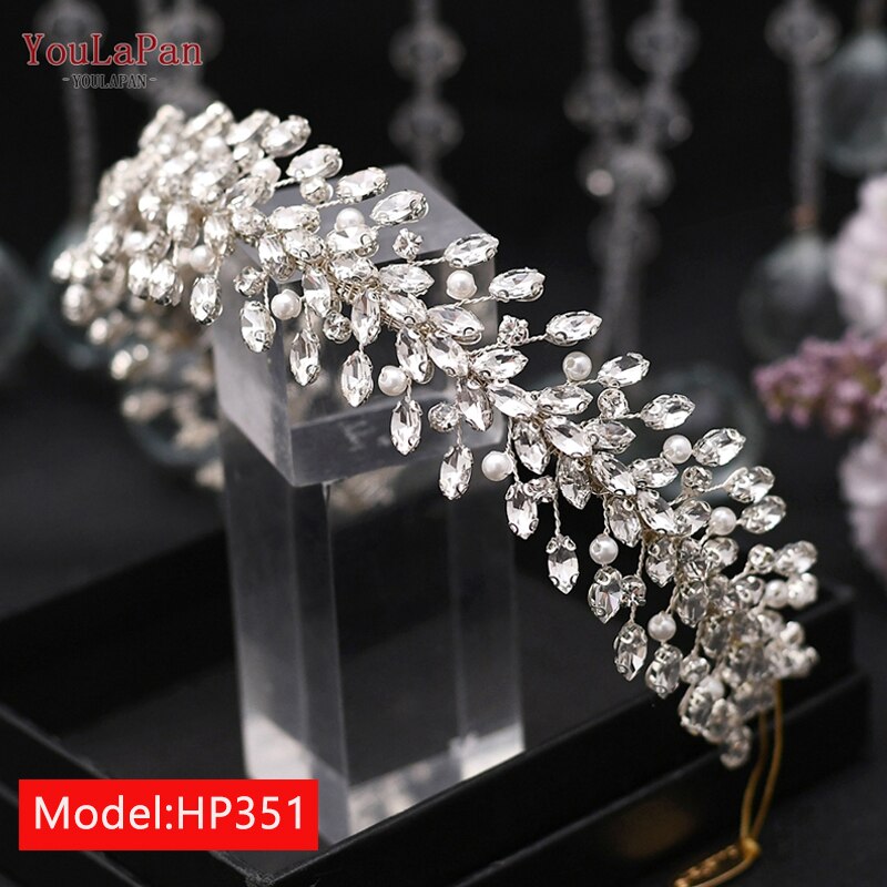 YouLaPan HP312 Bridal Hair Pieces Bridemaids Head Pieces Crystal Headbands for Women Jeweled Hair Accessories Rhinestone Tiara