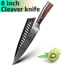 Kitchen Knife 1-9pcs Chef Knives 7CR17 440C High Carbon Stainless Steel Damascus Drawing Gyuto Cleaver Set Slicer Santoku Knife