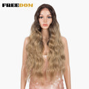 FREEDOM Synthetic Lace Wigs Long Natural Wave 30inch Omber Blue Rainbow Color Pink Hair Wigs Heat Resistant Fiber Cosplay Wigs