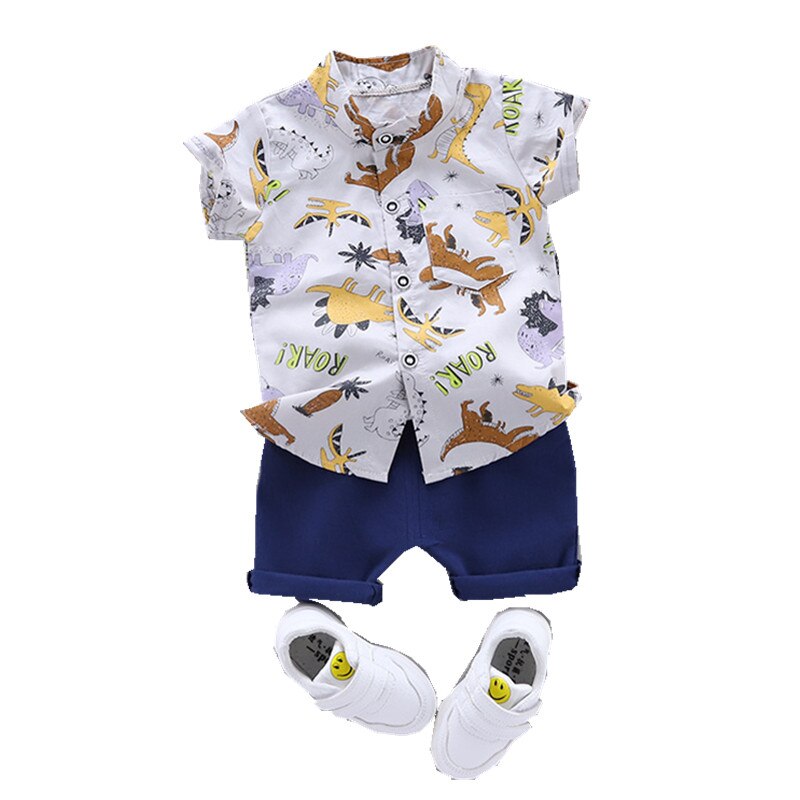 New Fashion Summer Baby Boys Girls Clothes Infant Cartoon Dinosaur Print T-shirt Shorts 2pcs/sets Kids Suits Children&