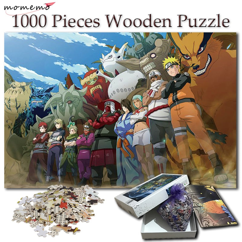 MOMEMO Anime Holzpuzzle 1000 Teile Anime Alle Jinchuuriki Tailed Beasts Puzzles für Erwachsene Cartoon Pattern Puzzle Game