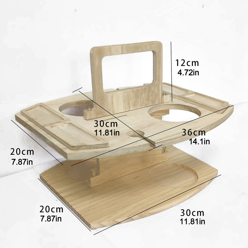 Portable Wooden Picnic Table Carry Handle Outdoor Folding Wine Table Removable Wine Glass Holder Folding Table Fruit Snack Tray