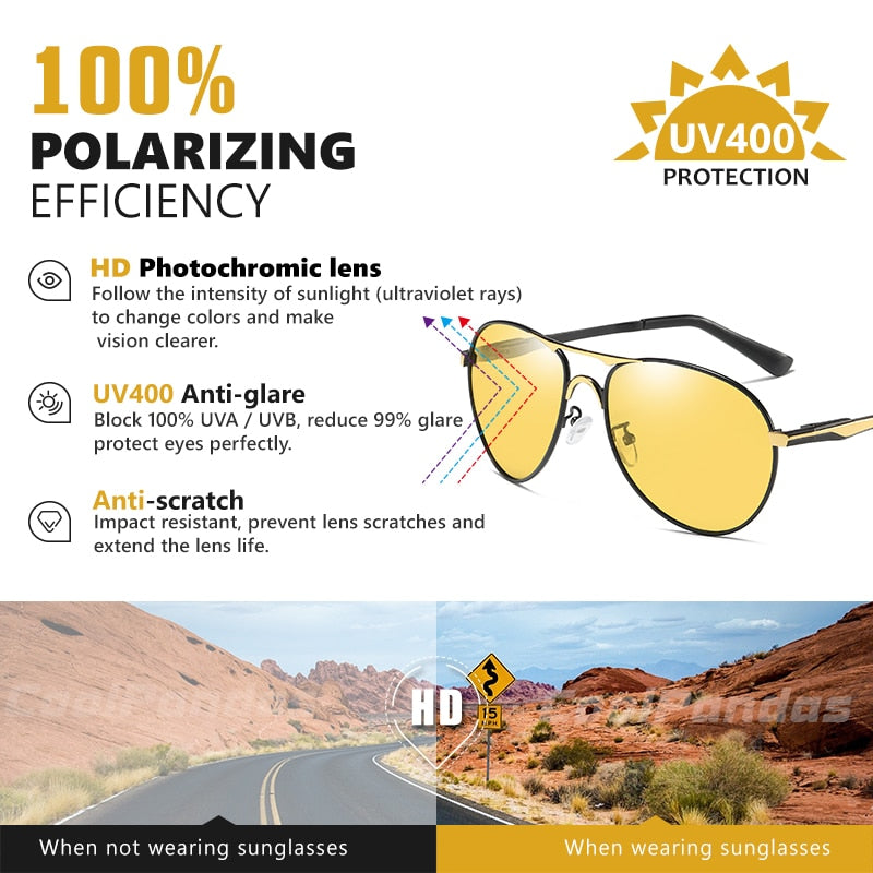 2022 Neue Trend Intelligente Luftfahrt Photochrome Sonnenbrille Polarisierte Männer Tag Nachtsicht Fahren Sonnenbrille Männliche gafas de sol