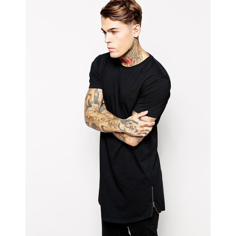 2023 MRMT Mens Zipper Long T-Shirt Black Men&