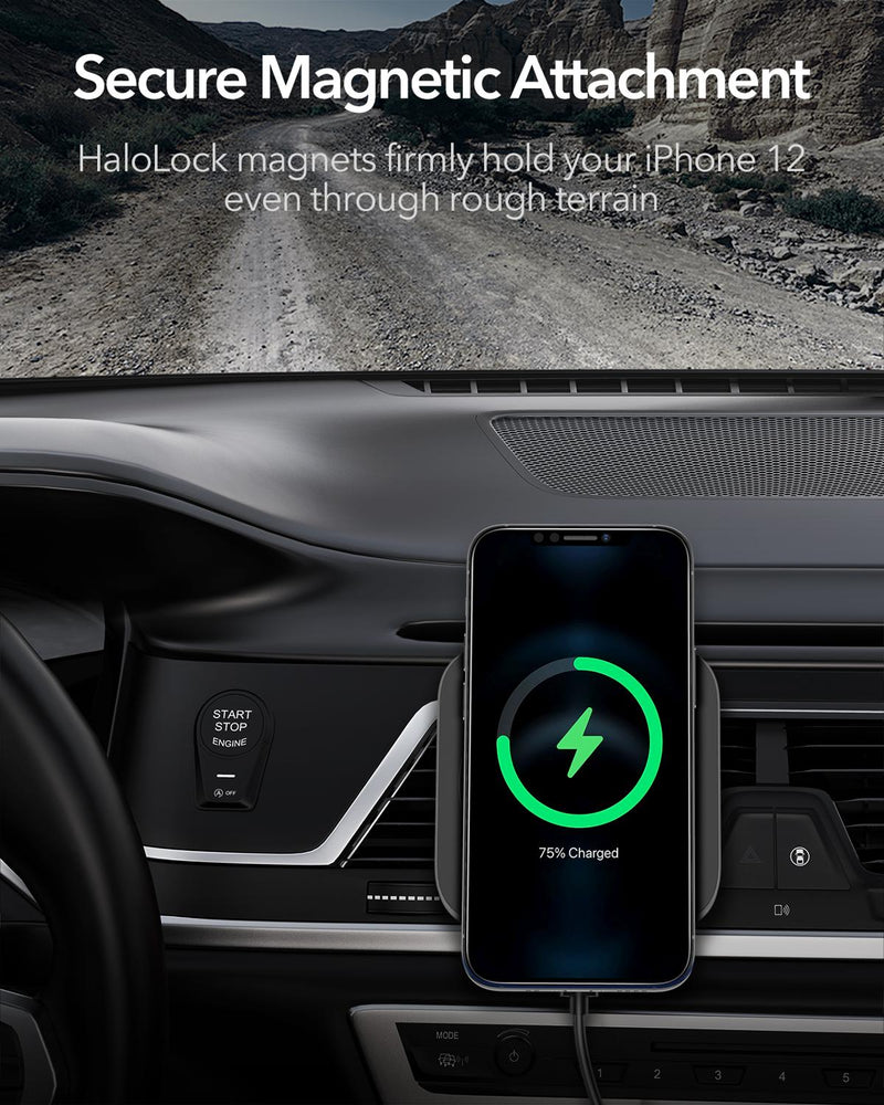 ESR Magnetischer Autotelefonhalter in Autohalterung für iPhone 13 Pro Max HaloLock 15W Ladegerät Kabelloses Autoladegerät für iPhone 12 Halterung