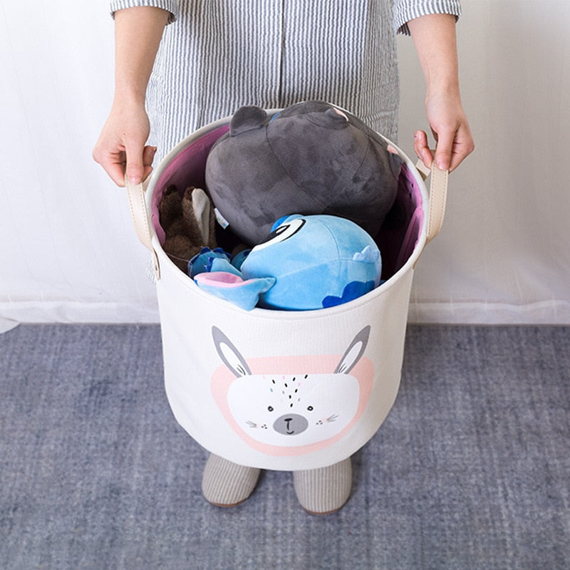 Cotton Linen  Laundry Basket Organizer for Dirty Clothes Cotton Animal Cartoon Print Toys Organizer Home Storage&Organization