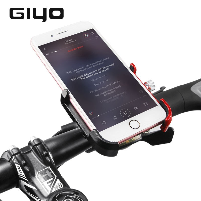 GIYO Aluminum Alloy Bicycle Phone Holder Mountain Road Bike Handlebar Clip Stand Mount Bike MTB Smartphone Holder Support