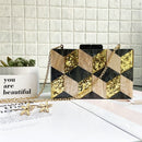 Neue weibliche schwarze Perlglanz Acryl Abendtaschen Vintage Frauen Messenger Bags Gold Pailletten Kupplungen Patchwork Party Handtaschen