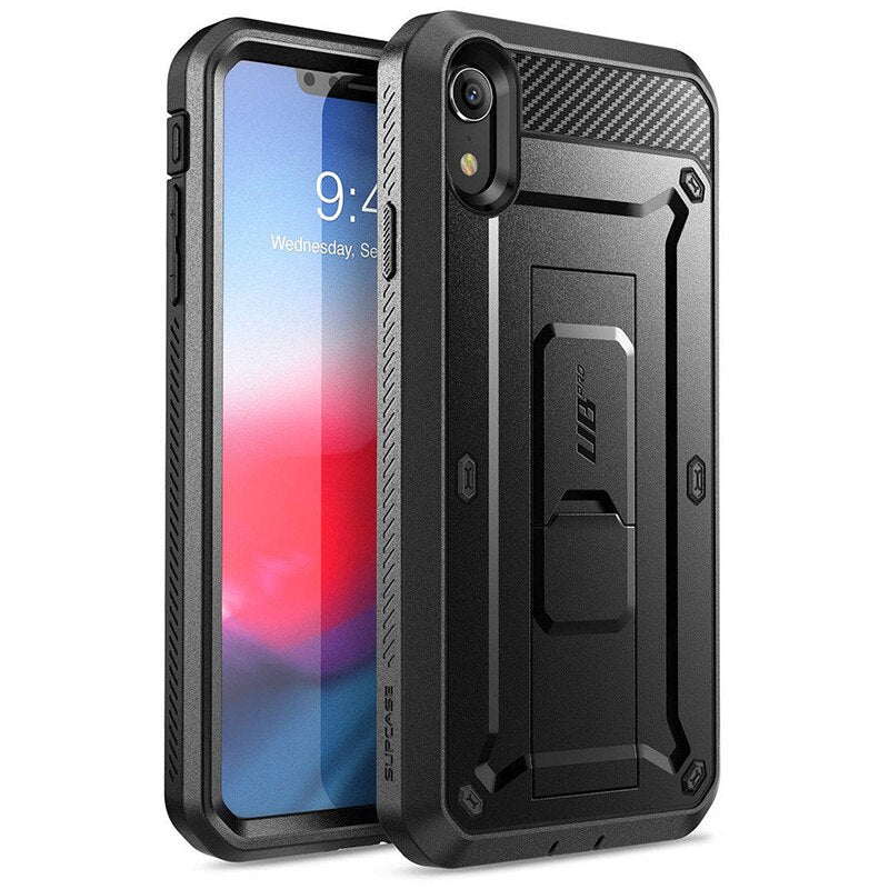 SUPCASE For iPhone XR Case 6.1 inch UB Pro Full-Body Rugged Holster Phone Case Cover with Built-in Screen Protector &amp; Kickstand