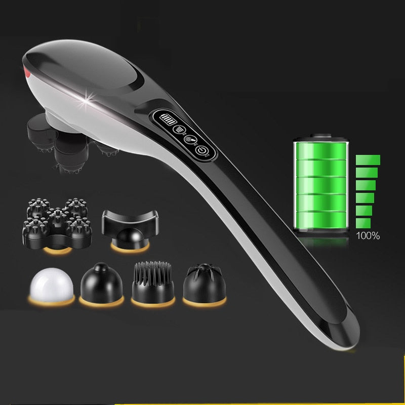 Cordless Handheld Back Massager , Rechargeable Electric Deep Tissue For Back Muscle Foot Neck Shoulder Leg Body Pain Relief