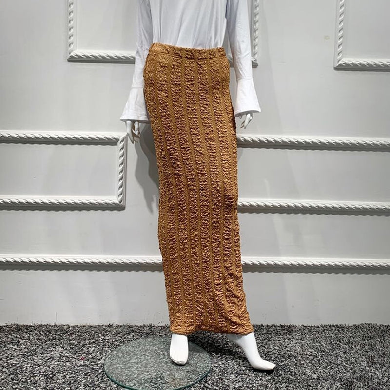 Korean Fashion Faldas Mujer Moda Muslimischer Strickrock mit hoher Taille Maxi Bleistift langer Rock Jupe Longue Crayon Femme Röcke Damenbekleidung