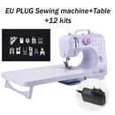 Inne Portable Sewing Machine Mini Electric Household Crafting Mending Overlock 12 Stitches with Presser Foot Pedal Beginners