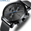 Reloj para hombre CRRJU, reloj de pulsera de acero inoxidable de lujo para hombres de negocios, reloj militar resistente al agua con fecha, relojes de cuarzo, reloj masculino
