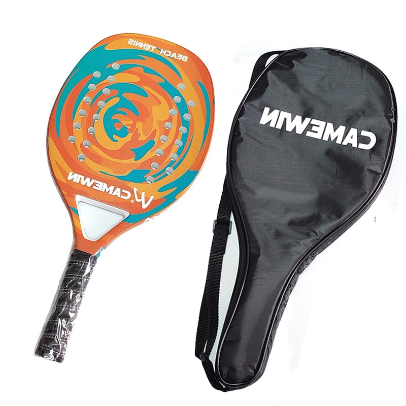 Camewin, raqueta de tenis de playa profesional de carbono completo, raqueta de tenis suave de cara EVA con bolsa para adultos