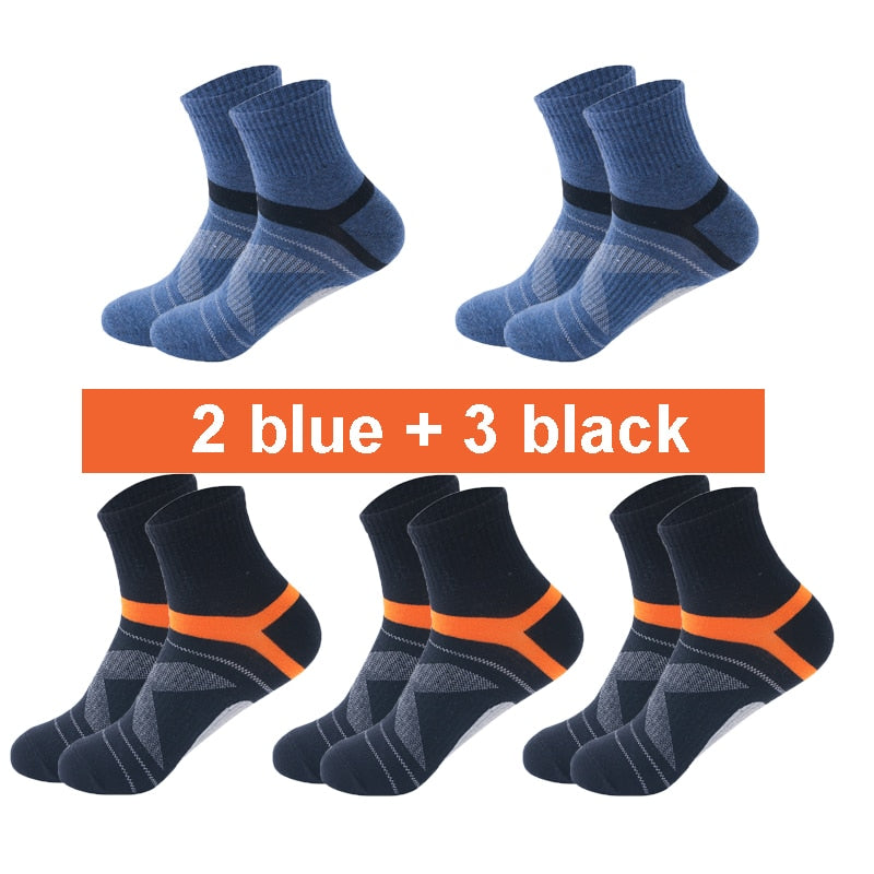 10PCS=5Pair High Quality Cotton New Autumn Men's Socks Running Winter Casual Breathable Active Socks Stripe Sport Socks EUR38-48