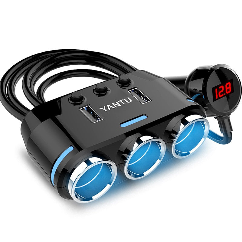 12V-24V Auto Zigarettenanzünder Splitter Stecker LED USB Ladegerät Stecker Adapter Port 3 Way Auto für Handy DVR Zubehör