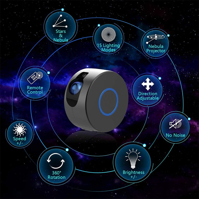 Laser Galaxy Starry Sky Proyector Blueteeth USB Control de voz Reproductor de música Luz de noche LED Dormitorio romántico Luz de proyección