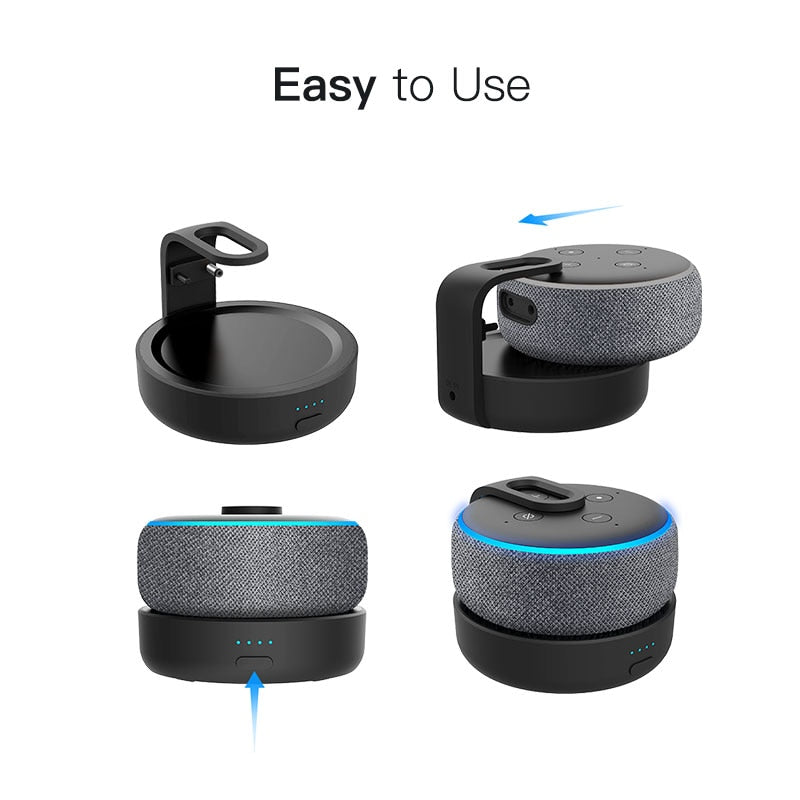 GGMM D3 Batteriebasis für Amazon Alexa Echo Dot 3rd Gen Alexa Lautsprecherhalterung Ladegerät für Echo Dot 3 mit 8 Stunden Spielzeit