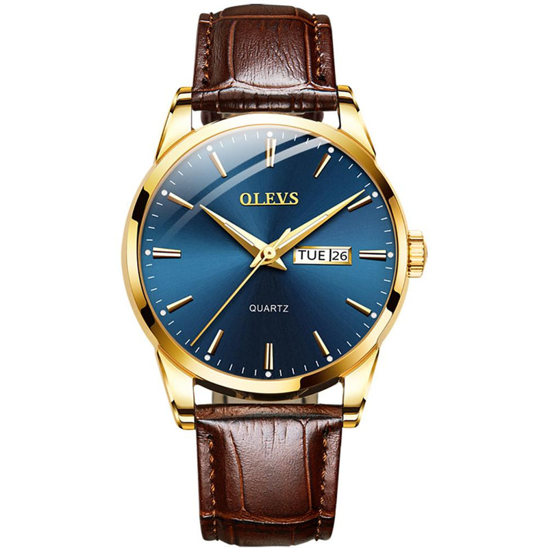 OLEVS Top Brand  Men Classic Quartz Waterproof Watch Leather Strap Business Popular Casual Men Watch