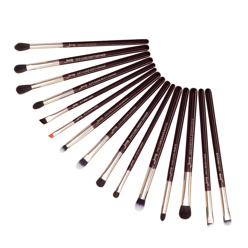 Jessup Makeup Brushes Set 15pcs Eye Make up Brush Eyeshadow Eyebrow Liner Blending Concealer Cosmetic Tool Kits Goat Hair