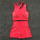 Yoga Set Women Sleeveless Sport Suit Workout Gym Clothes Fitness Sports Bra High Waist Shorts 2 Piece Utra Seamless Sportswear