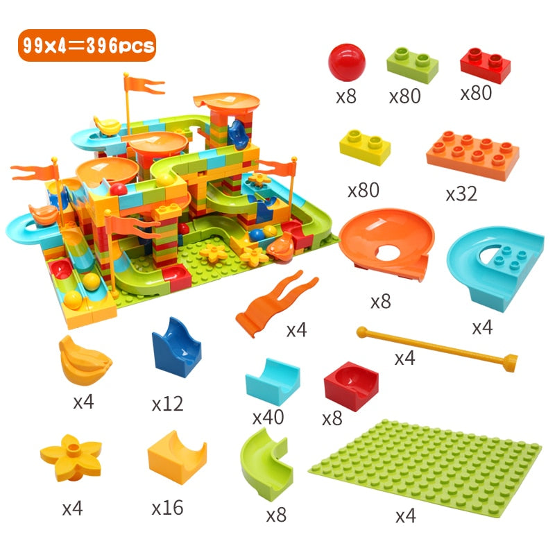 Große Größe Montageblöcke Marmor Race Run Maze Ball Bausteine ​​Trichterrutsche Bausteine ​​Spielzeug für Kinder Kindergeschenke