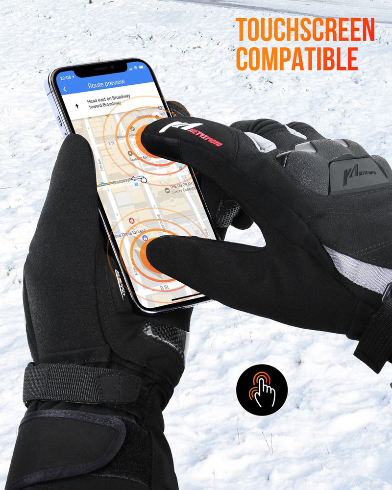Guantes calefactables para motocicleta, guantes de esquí cálidos para invierno con pantalla táctil, guantes térmicos impermeables recargables para moto de nieve