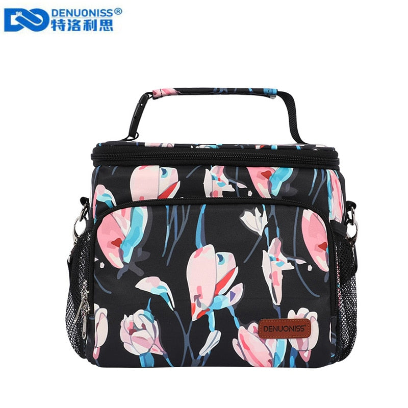 DENUONISS Folding Printing Cooler Bag Waterproof Insulated Ice Thermal Bag For Steak Picnic Bag Ice Pack