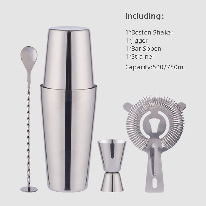 Wine Coctelera Batidora Boston Recipe Mixer Shaker Bartender Barware Kit Kitchen Bar Tools Stainless Steel Cocktail Shaker Set