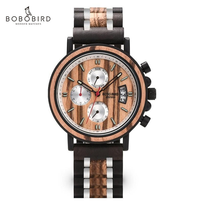 Bobo Bird Herrenuhren Armbanduhr für Herren Quarz Armbanduhren Male Chronograph Luminous Orologio Uomo Timepiece CustomGift