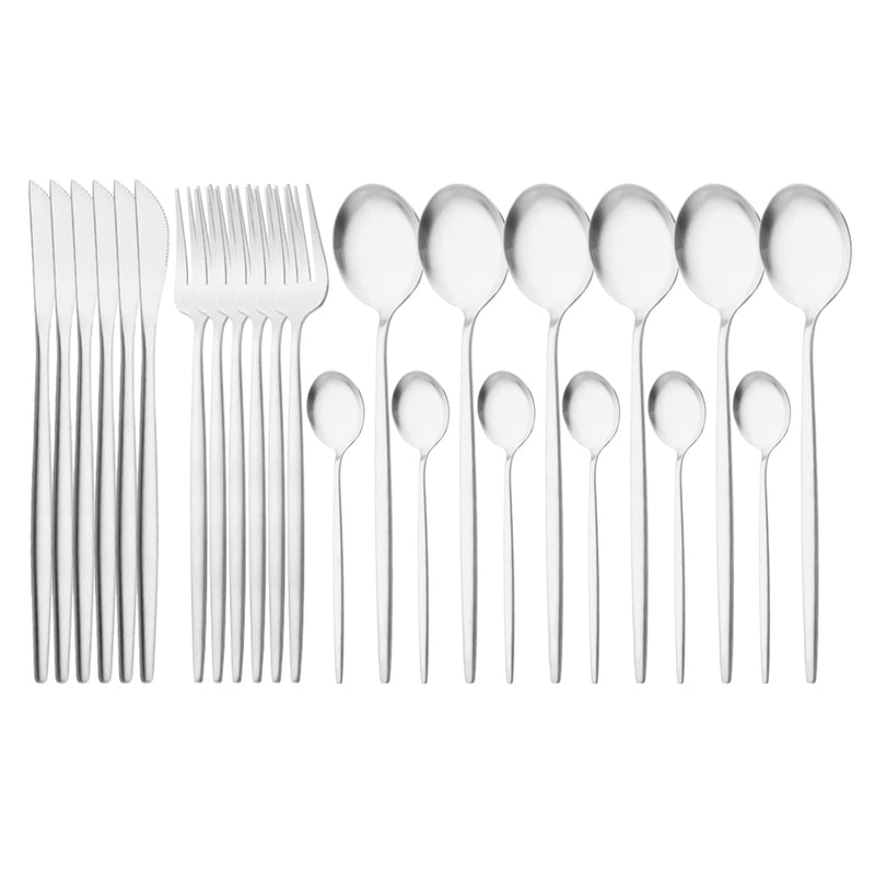 24 Stücke Gold Matt Geschirr Besteck Set Edelstahl Besteck Set Dinner Kniffe Gabel Löffel Besteck Set Küchengeschirr