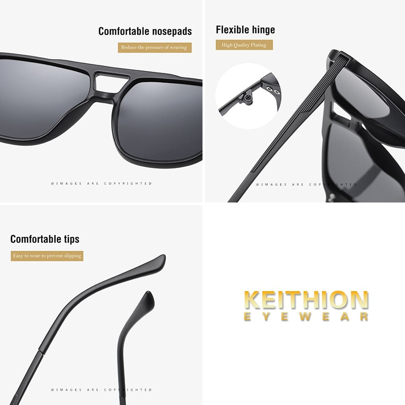 KEITHION Polarisierte Mode-Sonnenbrille für Herren und Damen, quadratisch, Sportbrille, Herren, Fahrbrille, Damen-Sonnenbrille, UV400-Schutz