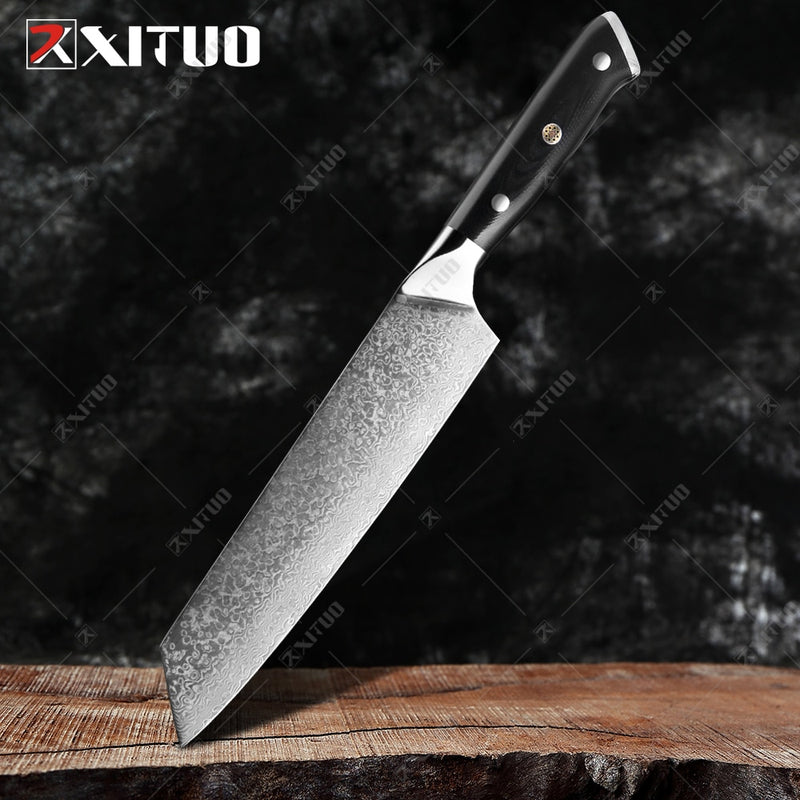 XITUO Damascus Chef Knife 1-8PCS Professional Japan Sankotu Cleaver Bone Knives Utility Kiritsuke Paring Kitchen Knife Cooking