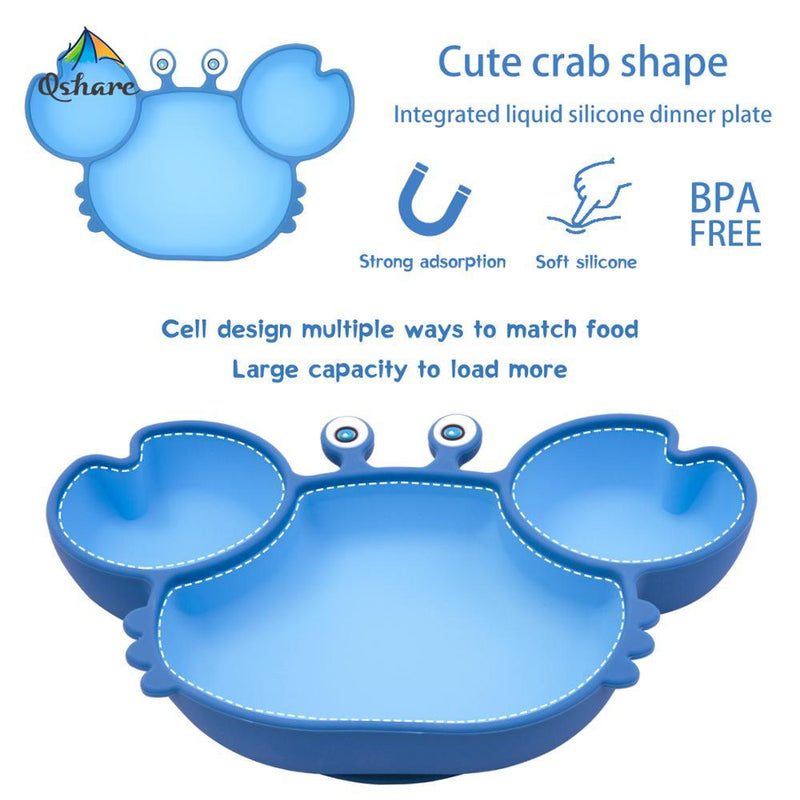 Baby Dispensing Cutlery Food Grade Silicone Baby Cutlery Set Plate Spoon Fork Anti-Slip Toddler Self-Eating Cutlery Baby Bowl