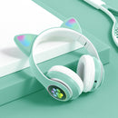 Cat Ear Wireless Headphones Blue-tooth 5.0 RGB Earphones Bass Noise Cancelling Adults Kids Girl Headset Support TF Card Mic