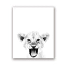 Baby Lion Print Wildlife Animal Black White Photography Poster Kids Quote Scandinavian Art Canvas Painting Home Decor