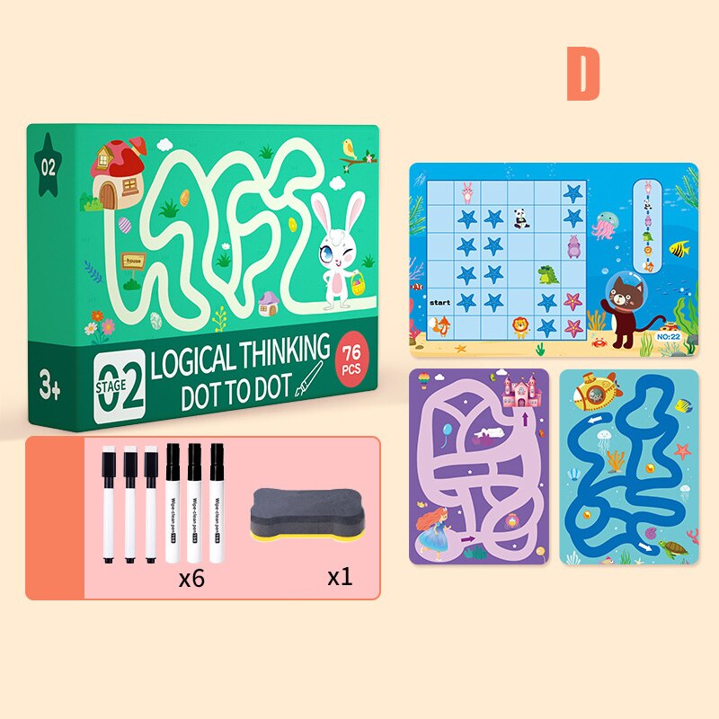Newly Magical Tracing Workbook Kids's Preschool Educational Toys  Erasable Reusable Children's Logical Thinking Training