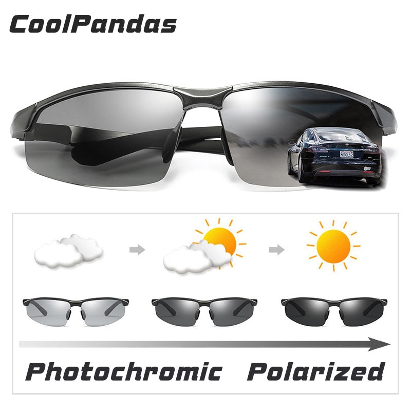 Gafas de sol fotocromáticas de marca CoolPandas, gafas de sol polarizadas camaleón para hombre, gafas de sol deportivas para hombre, visión nocturna diurna, conducción zonnebril heren