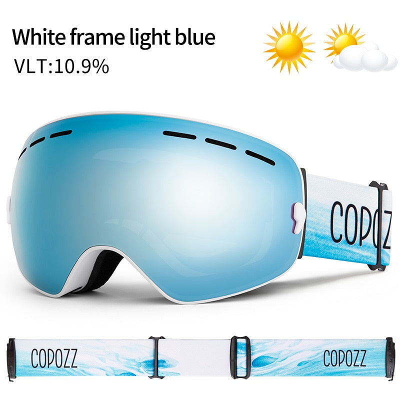 COPOZZ Brand Professional Ski Goggles Double Layers Lens Anti-fog UV400 Big Ski Glasses Skiing Snowboard Men Women Snow Goggles