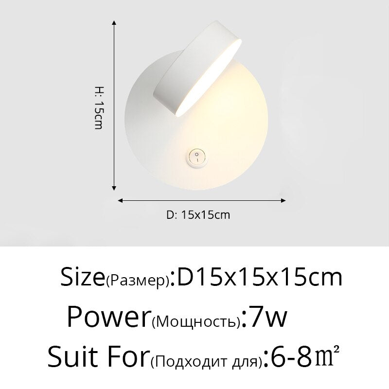 Modern LED Wall Lamp For Bedroom Bedside Study Indoor Round Iron Light Practical Luminaire Deco Maison Reading Lighting Fixtures