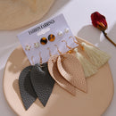 Conjunto de pendientes colgantes Vintage para mujer, pendientes largos de aleación de perlas con borlas acrílicas bohemias, joyería geométrica, regalo de fiesta 2020