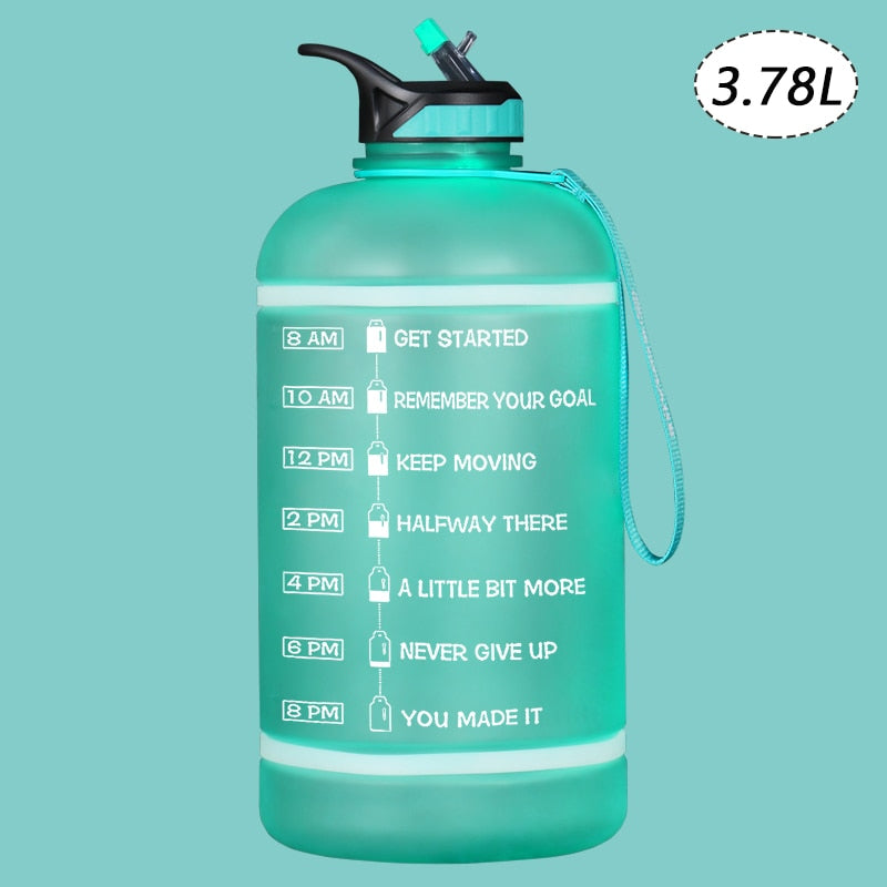 ZOMAKE 2.2/3.78L Gallon Water Bottle with Time Marker &amp; Straw, Motivational Water Jug BPA Free Leakproof Large Water Bottles Gym