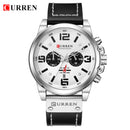 Relojes CURREN para hombre, marca de lujo, reloj de pulsera deportivo resistente al agua, cronógrafo, cuarzo, militar, cuero genuino, reloj Masculino