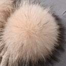 Winter Baby Knit Hat With Two Fur Pompoms Boy Girls Natural Fur Ball Beanie Kids Caps Double Real Fur Pom Pom Hat for Children