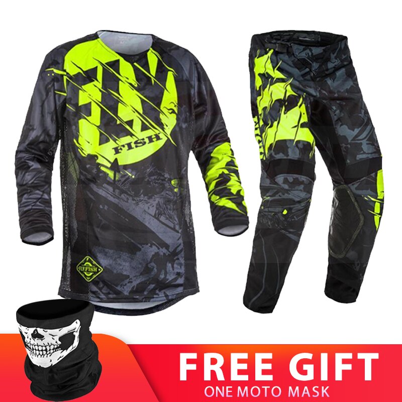 FLY FISH Motocross Jersey Pants Suit Men MX Gear Set Combos Moto Equipment Enduro Motocross Off-road Dirt Bike Clothes