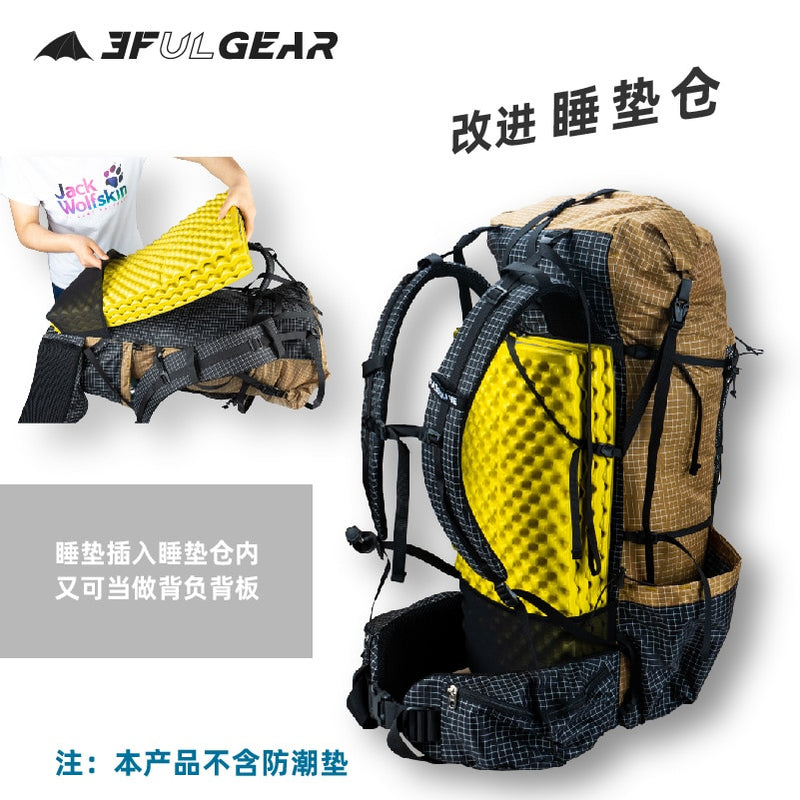 3F UL GEAR Qi Dian Pro Mochila de senderismo Paquete de camping ultraligero Mochila de viaje Mochilas de trekking 46 + 10L