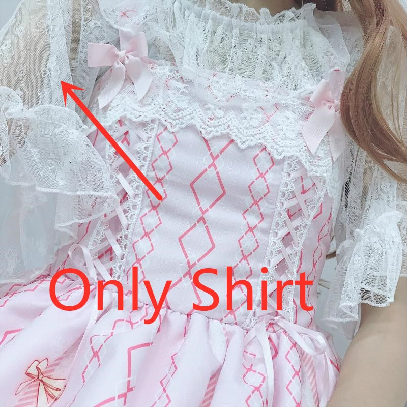 Japanese JSK Lolita Dress women summer dress sweet soft girl wind cute cartoon lolita suspender dress cute