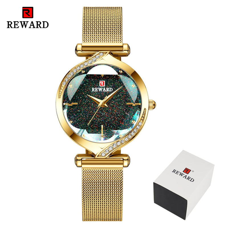 RECOMPENSA Nuevos relojes de moda para mujer Reloj de cuarzo de marca de lujo para mujer Reloj de pulsera impermeable de acero inoxidable para mujer